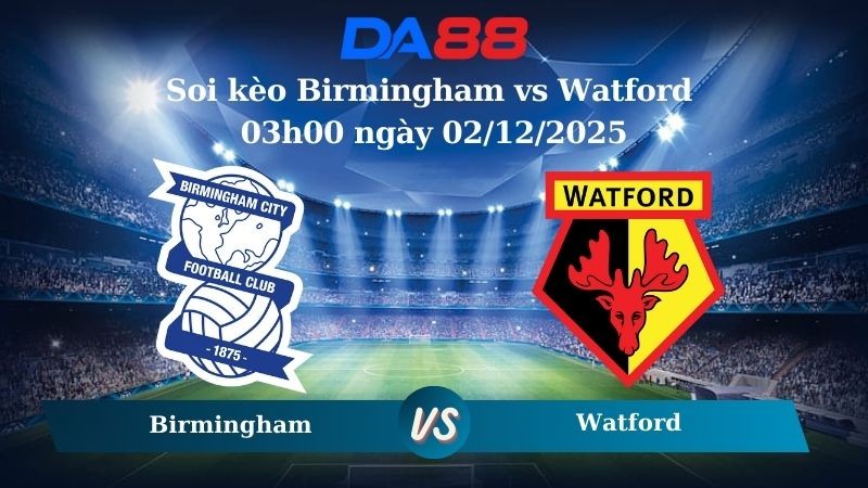 DA88 Nhận định soi kèo Birmingham vs Watford 03h00 ngày 02/12/2025 – Hạng nhất Anh